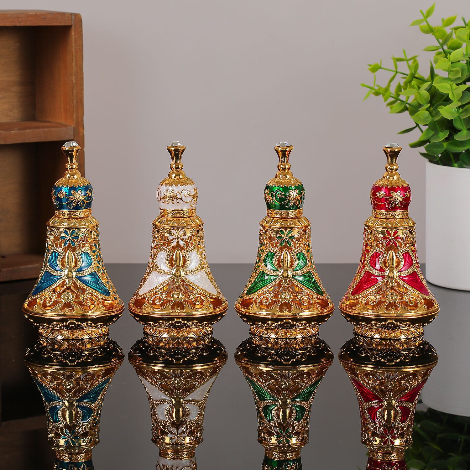 Home Fragrance Dubai - 香水瓶、金属ガラスエナメル瓶、エジプト、ドバイ、アラビア、ルームホームデコレーション、高級品